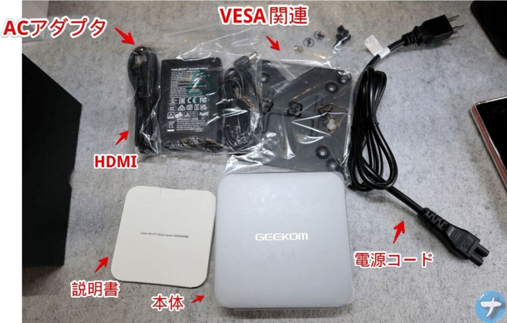 「GEEKOM GT13 PRO」の付属品写真