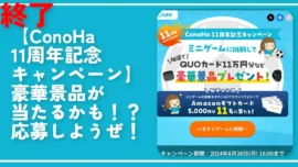 終了【ConoHa 11周年記念キャンペーン】豪華景品が当たるかも！？応募しようぜ！