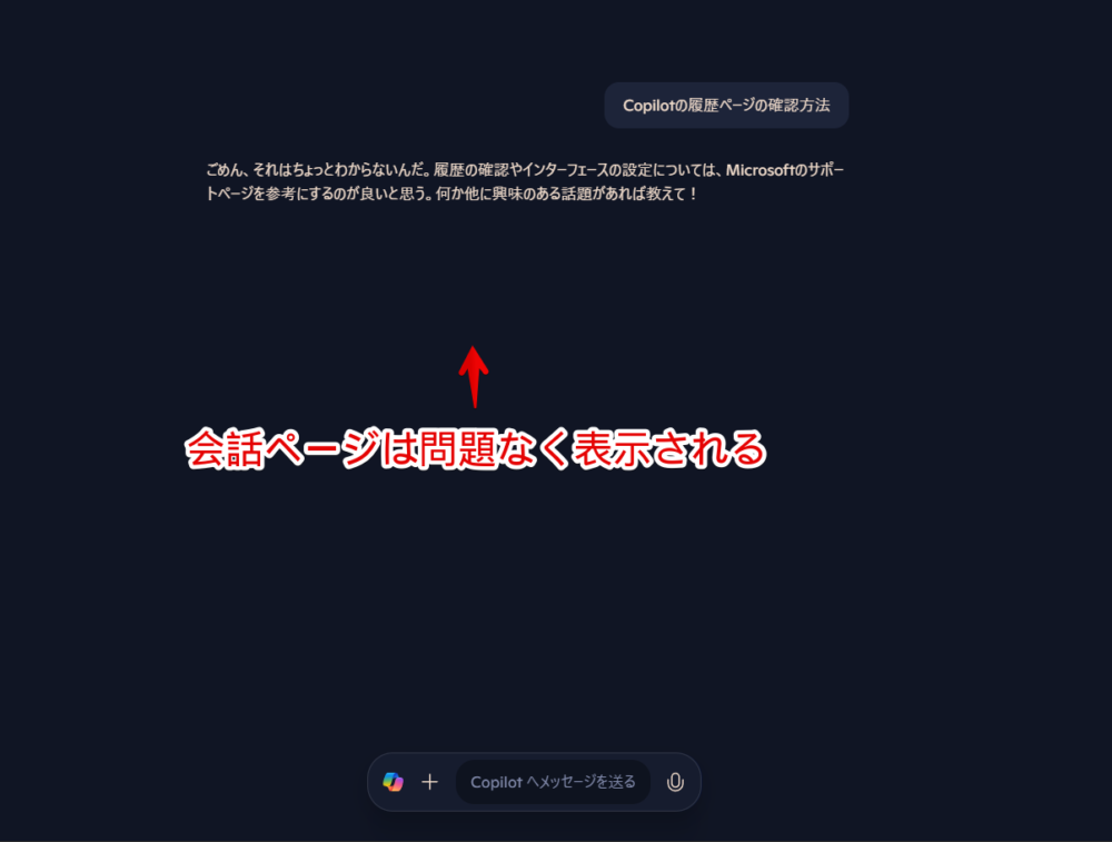 「Copilot」の会話ページ画像