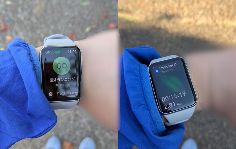 「Xiaomi Smart Band 9 Pro」を装着して公園をランニングしている写真