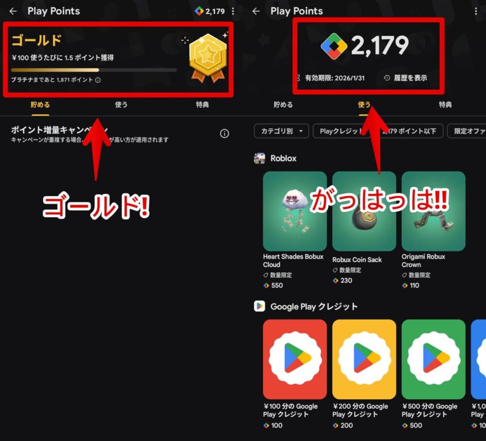 「Google Play 大感謝祭 2024《景品当選のお知らせ》」メールのシリアルコードを入力してポイントを獲得した画像